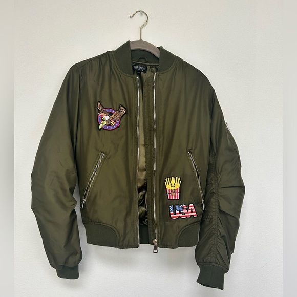 Topshop green bomber jacket women’s size 2 - Picture 7 of 9